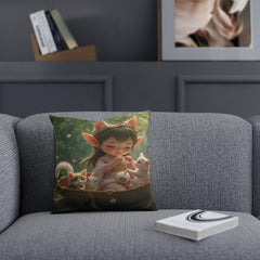 Whimsical Kitty Girl Pillow