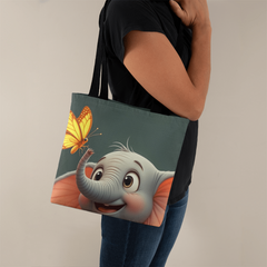 Happy Elephant on  Drum with Butterfly