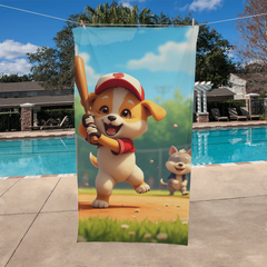 Puppy Baseball Beach Towel