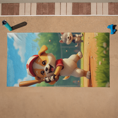 Puppy Baseball Beach Towel